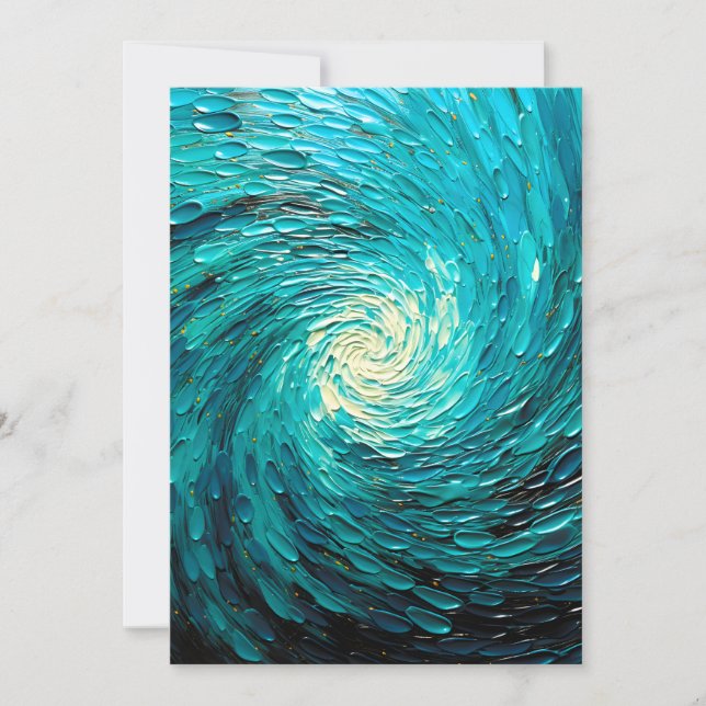 Turquoise Ocean Vortex Abstract Announcement (Front)