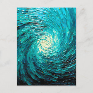 Turquoise Ocean Vortex Abstract Announcement Postcard