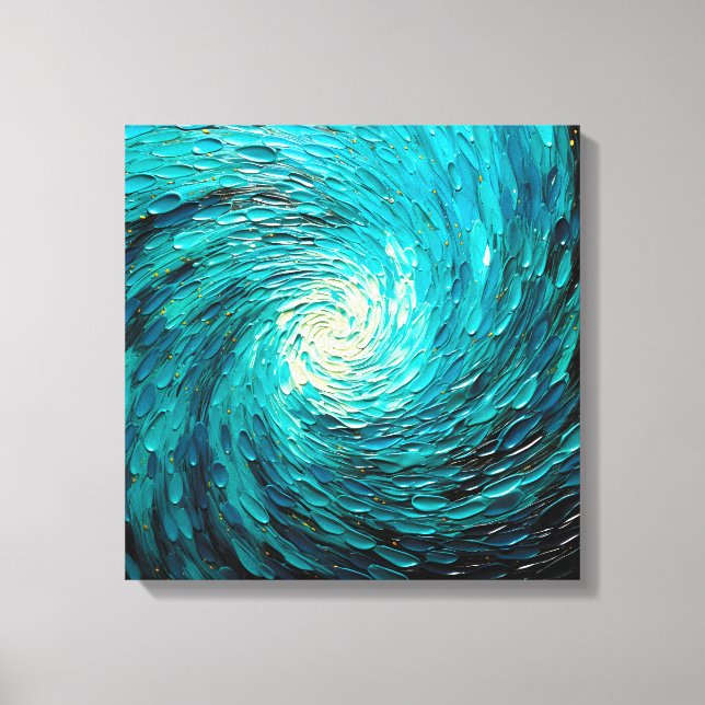 Turquoise Ocean Vortex Abstract Canvas Print (Front)