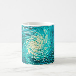 Turquoise Ocean Vortex Abstract Coffee Mug