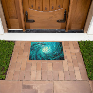 Turquoise Ocean Vortex Abstract Doormat
