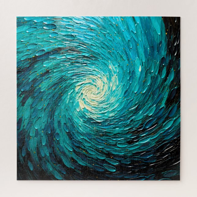 Turquoise Ocean Vortex Abstract Jigsaw Puzzle (Vertical)