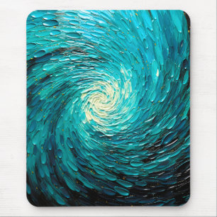 Turquoise Ocean Vortex Abstract Mouse Mat