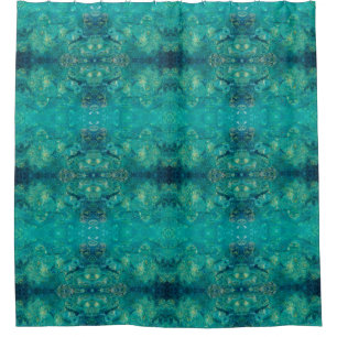Turquoise ocean water patterned shower curtain
