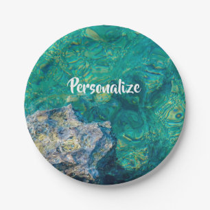 Turquoise ocean water summer paper plate
