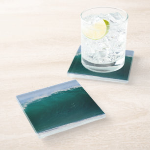 Turquoise Ocean Wave Glass Coaster