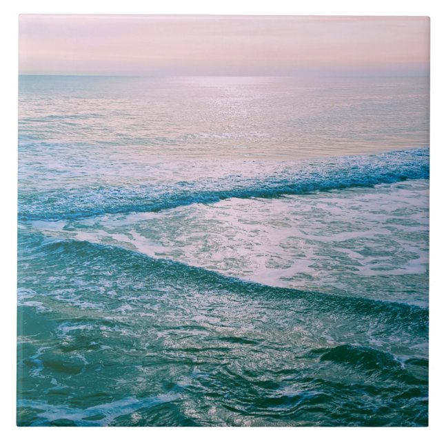 Turquoise ocean wave pattern tile (Front)