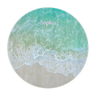 Turquoise Ocean Wave, Personalise Name or Monogram Cutting Board