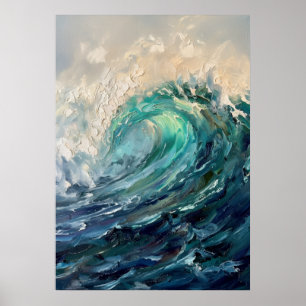 Turquoise Ocean Wave Poster