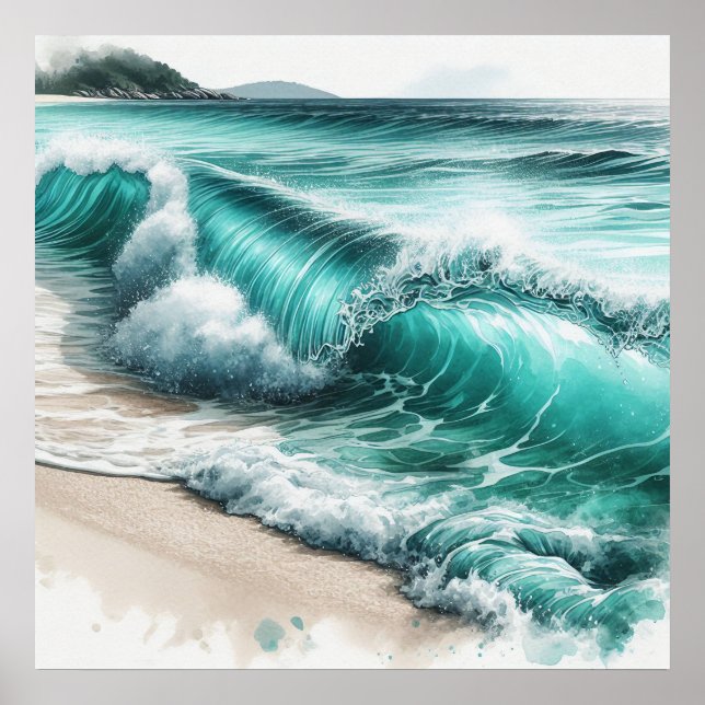 Turquoise Ocean Wave Poster (Front)