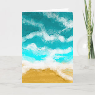 Turquoise Ocean Waves Coastal Blank Card