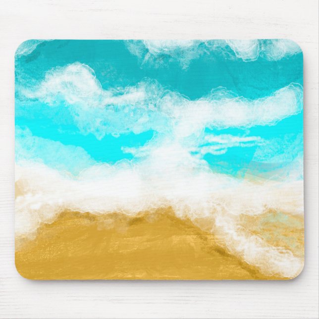 Turquoise Ocean Waves Hitting the Sand   Mouse Mat (Front)