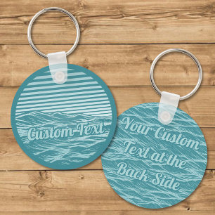 Turquoise Ocean Waves Icon Key Ring