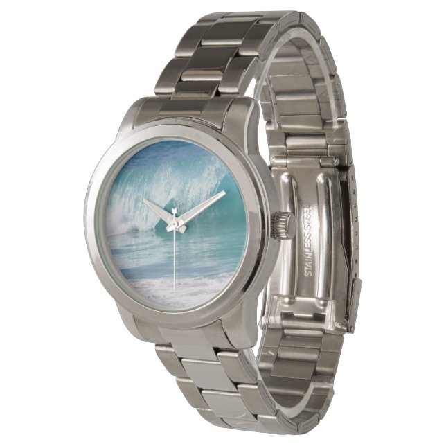 Turquoise Ocean Waves Unisex Watch (Angled)