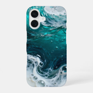 Turquoise Oceanic Resin Swirl iPhone 16 Case