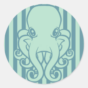 Turquoise Octopus Classic Round Sticker