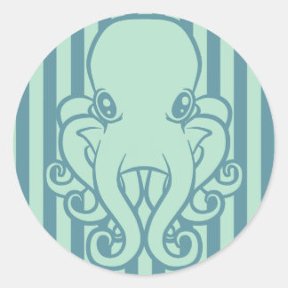 Turquoise Octopus Classic Round Sticker