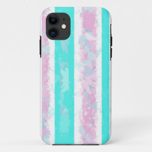 Turquoise, Off-White and Pink Stripes iPhone Case