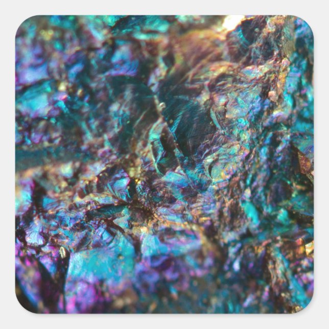 Turquoise Oil Slick Quartz Square Sticker (Front)