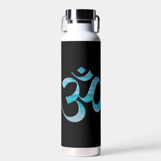 Turquoise Om  Water Bottle (Front)