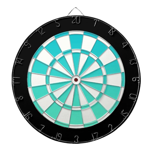 Turquoise Ombre Black And White Dartboard (Front)