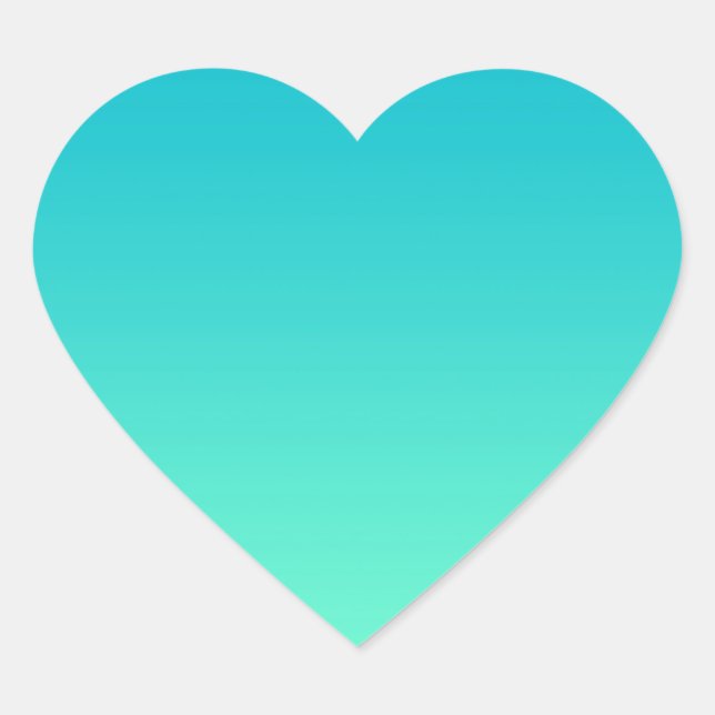 Turquoise Ombre Heart Sticker (Front)