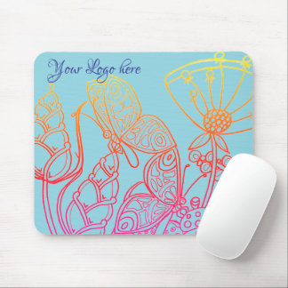 Turquoise Ombre rainbow Butterfly Mouse Mat