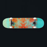 Turquoise Ombre Stamp Skateboard<br><div class="desc">Turquoise Ombre Stamp Hand Drawn Custom Art Skateboard</div>