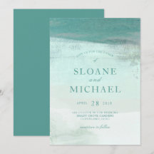 Turquoise Ombre Watercolor Wash Beach Wedding