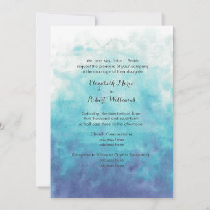 Turquoise Ombre Watercolor Wedding Invitation