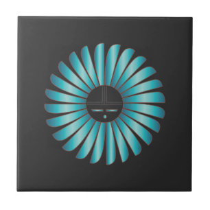 Turquoise on Black Sun Tile