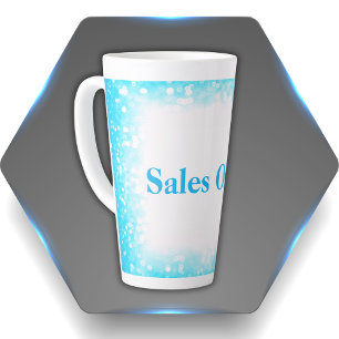 Turquoise on White, Monogram - Glitter   Latte Mug