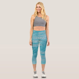 Turquoise opal white capri leggings