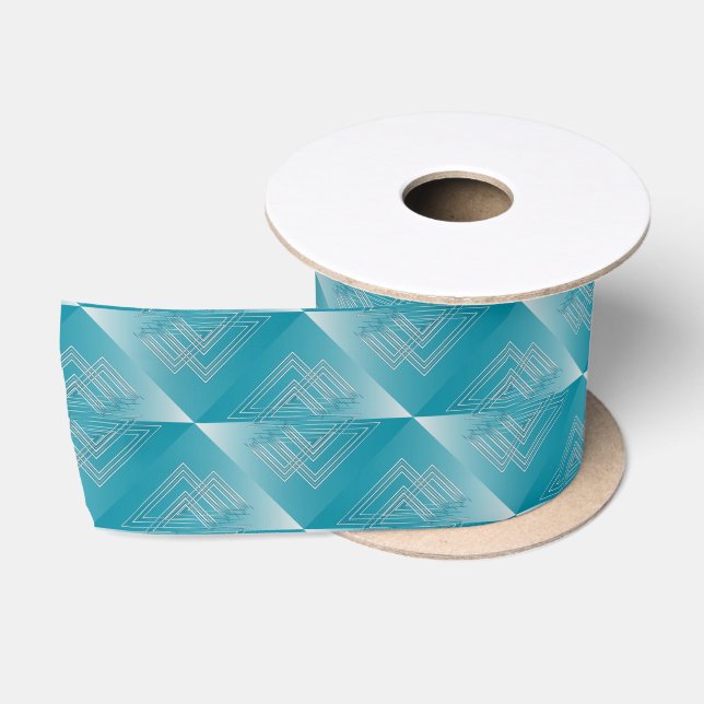 Turquoise opal white satin ribbon (Spool)