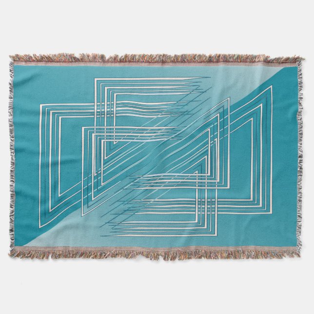 Turquoise opal white throw blanket (Front)