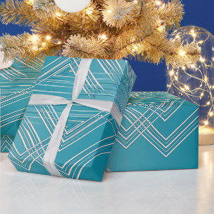 Turquoise opal white wrapping paper