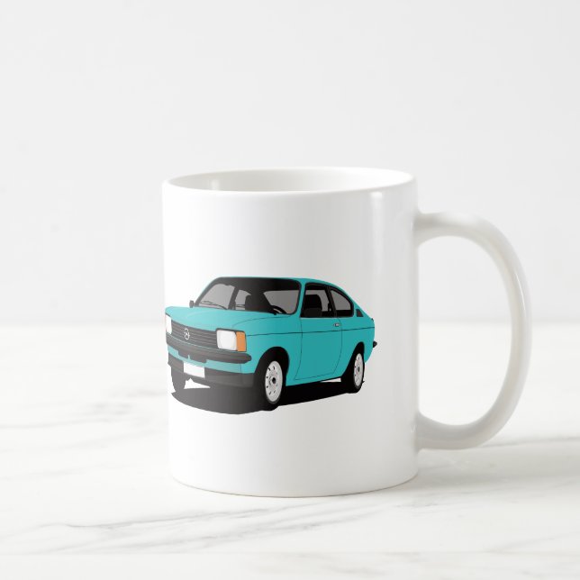 Turquoise Opel Kadett C Coupé - two images Coffee Mug (Right)