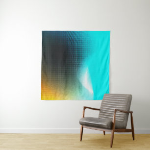Turquoise Orange Abstract Gradient Mesh Art Tapestry