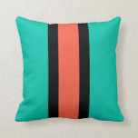 Turquoise, Orange and Black Cushion<br><div class="desc">A colourful colour block pattern with turquoise / aqua, orange and black stripes similar to a liquorice allsorts image.</div>