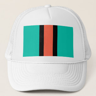 Turquoise, Orange and Black Trucker Hat