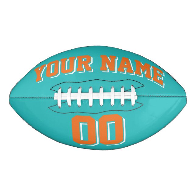 TURQUOISE ORANGE AND WHITE Custom Football American Football (Front)