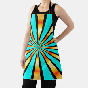 Turquoise Orange Black Radial Pattern Apron