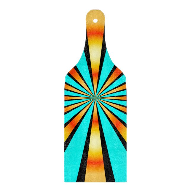 Turquoise Orange Black Radial Pattern  Cutting Board (Front)