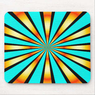Turquoise Orange Black Radial Pattern   Mouse Mat