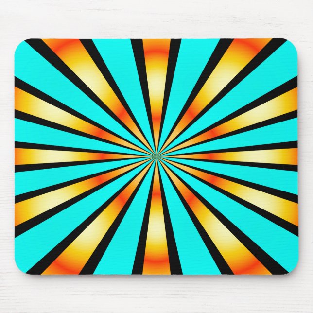 Turquoise Orange Black Radial Pattern   Mouse Mat (Front)
