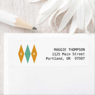 Turquoise Orange Cream Stars Diamonds Mid-century