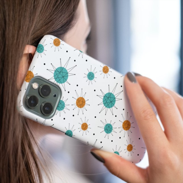 Turquoise Orange Franciscan Starburst Mid Century Case-Mate iPhone Case (Creator Uploaded)