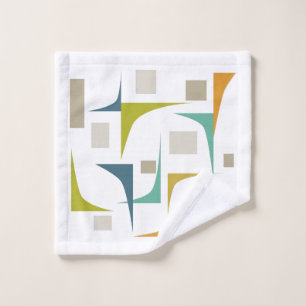 Turquoise Orange Green Corners Mid Century Style Wash Cloth