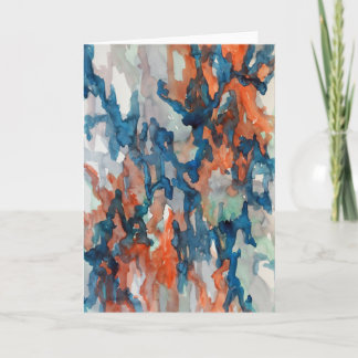 Turquoise, Orange, Grey Watercolor Greeting Card