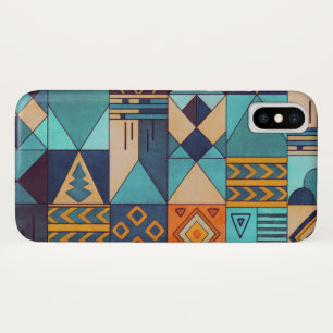 Turquoise & Orange Patchwork iPhone X Case